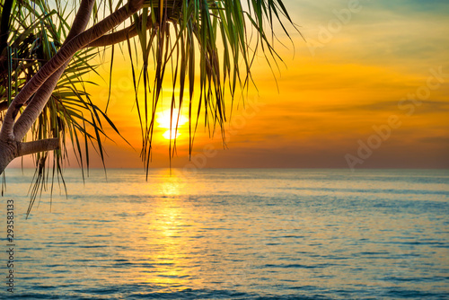 beautiful-landscape-with-sunset-at-tropical-beach-with-palm-trees