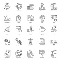 Canvas Print - online business line icons pack