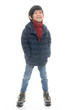 © lalalululala - Cute Asian boy in warm clothing on white background.isolated