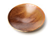 Empty brown earthenware plate on white background