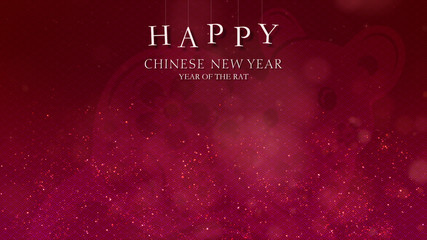Poster - Chinese New Year, Year Of The Rat 2020 also known as the Spring Festival. Digital particles background with Chinese ornament and decorations for seasonal greeting video background