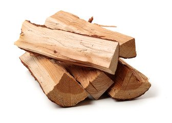 Pile of firewood isolated on a white background