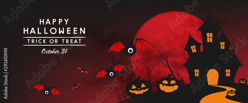 Fotografía happy halloween day banner vector design 2019