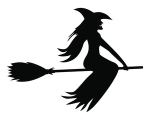 Sticker - Vector illustrations of silhouette Halloween witch