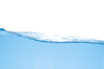 Water splash and surface with bubble on white background