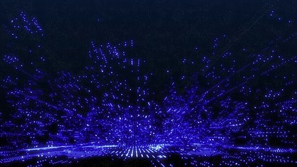 Fototapete - Futuristic 3D Footage Virtual Reality Hologram Rendering Network Communication Concept. 4K Motion Graphic Scifi Future Construction Technology Data Fly Through Background.