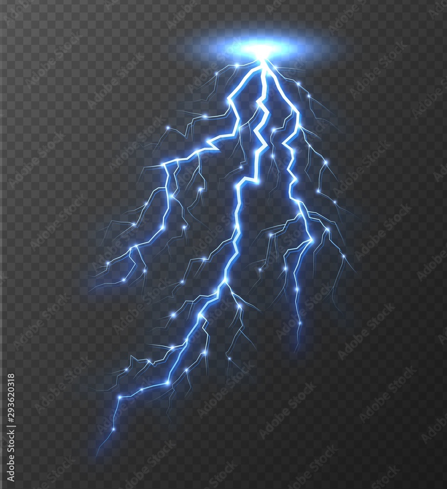 Lightning bolt isolated on transparent background. Realistic electric ...