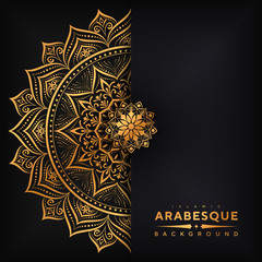 luxury ornamental mandala design background in gold color