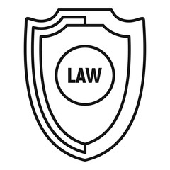 Poster - Law shield icon. Outline law shield vector icon for web design isolated on white background