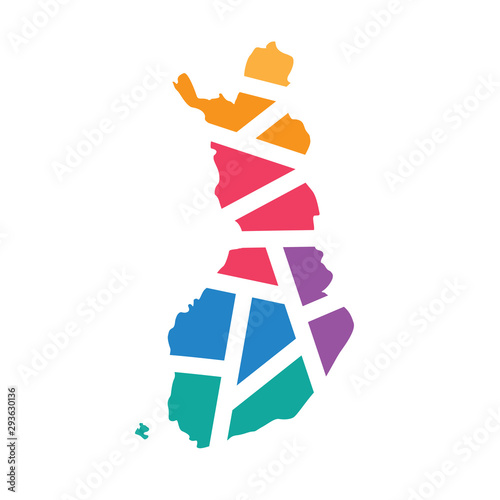 Cuadros en Lienzo colorful geometric Finland map- vector illustration