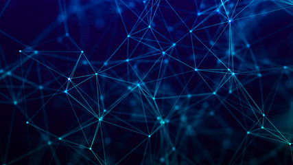 Poster - Abstract digital connection dots. Technology background. Network connection structure. Plexus effect. 3d