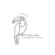 Vector linear logo design toucan bird on white background. Toucan emblems or badges.