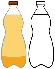 Wall Mural - Beer plastic bottle in colored and line versions