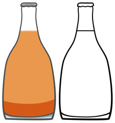 Wall Mural - Glass beer bottle in colored and line versions