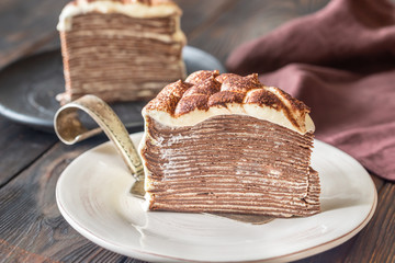 Poster - Slice of tiramisu crepe cake