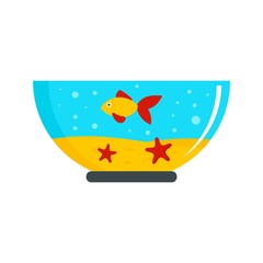 Wall Mural - Goldfish in aquarium icon. Flat illustration of goldfish in aquarium vector icon for web design