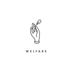 Vector logo, badge and icon for charity and volunteer concepts. Welfare organization sign design. Symbol of volunteer organizations.