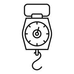 Poster - Hand hook scales icon. Outline hand hook scales vector icon for web design isolated on white background