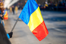 Romanian Flag At A Military Parade For The National Day