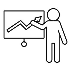 Poster - Lesson graph speaker icon. Outline lesson graph speaker vector icon for web design isolated on white background