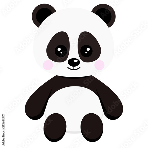 Cute Sweet Little Baby Panda Bear Toy Sit Isolated On White Background Cartoon Flat Style Vector Illustration Stock Vector Adobe Stock