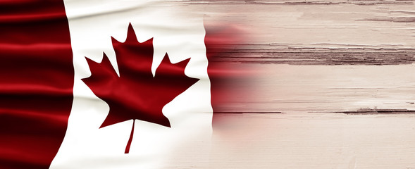 Canadian National Holiday. Canadian Flag background with maple leaf and national colors. Illustration