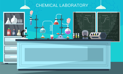 Chemical lab flat vector illustration