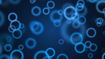 Abstract bokeh background with blue bubbles, seamless loop.