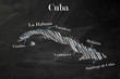 Ręcznie lustrowana kredą na tablicy szkolnej mapa Kuby