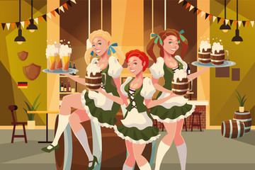 Poster - Germany oktoberfest women vector design