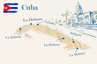 Ręcznie lustrowana mapa Kuby