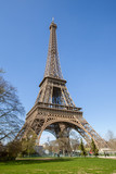 Fototapeta Boho - Eiffel Tower on blue sky, Paris, France