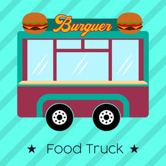 Burger food truck. Street food - Vector illustration