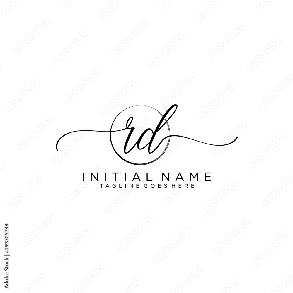RD Initial handwriting logo with circle template vector. Stock Vector ...