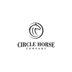 Wall Mural - circle logo with simple horse design vector concept