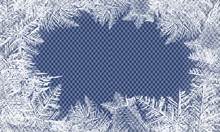 Falling Christmas Snow. Snowflakes Isolated On Transparent Background. Vector Patterns Made By The Frost. Blue Winter Background For Christmas Designs.