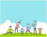 Illustration material: exercise, sport, gymnastic family, people