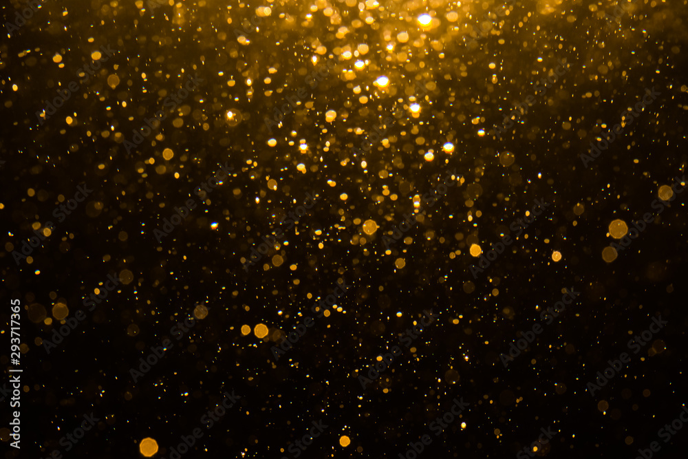 Abstract gold bokeh with black - obrazy, fototapety, plakaty 