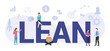lean workflow management concept with big word or text and team people with modern flat style - vector