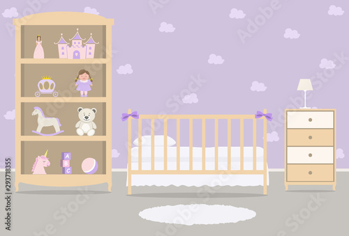 Purple Bedroom For A Baby Girl Kid S Room For A Newborn Baby