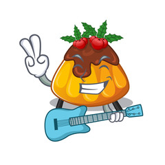 Sticker - With guitar christmas pudding with the character shape