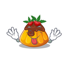 Sticker - Tongue out christmas pudding refrigerated in cartoon fridge