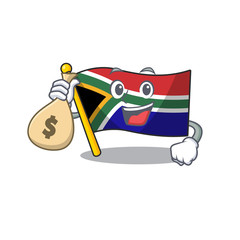 Sticker - With money bag flag south africa on a character