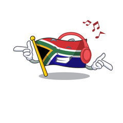 Poster - Listening music flag south africa isolated with mascot