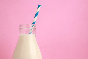 glass bottle with delicious milk..