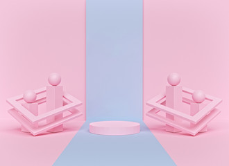 Poster - Geometric shapes background with podium. 3d rendering