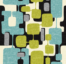 Seamless Abstract Mid Century Modern Pattern For Backgrounds, Textile Design, Wrapping Paper, Scrapbooks And Covers. Retro Design Of Connected Overlaying Rectangle Shapes. Vector Illustration.