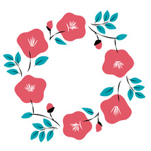 Red Camellia Flowers Frame Illustration