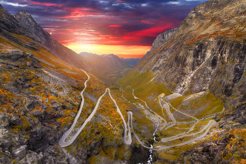 Wall Mural - trollstigen - windy road in norway at autumn