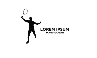 Poster - tennis man jump logo icon design vector illustration template